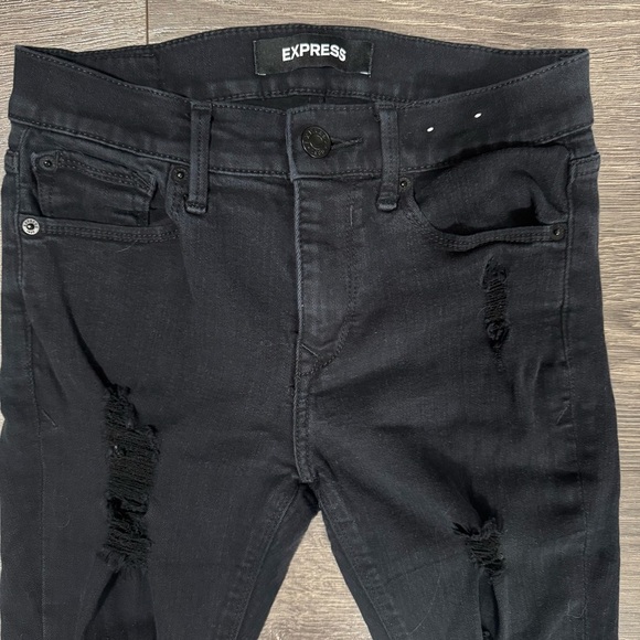 Express Black Distressed Legging High Rise Stretch Denim Size 2R - Picture 4 of 12